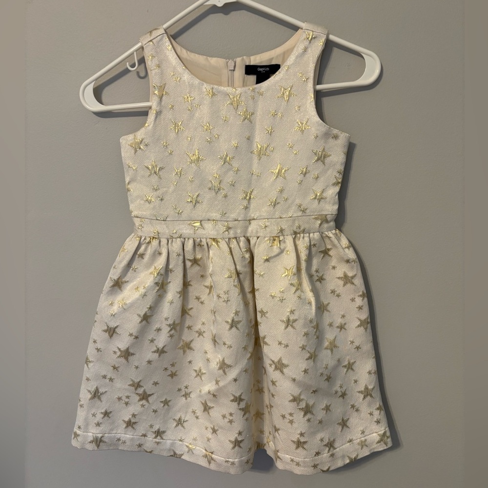 Gap Girls Gold Star Shimmer Dress Size S (6-7)